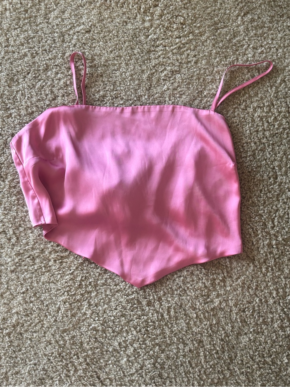 stradivarius Pink Satin Bandeau Cami with Spaghetti Straps